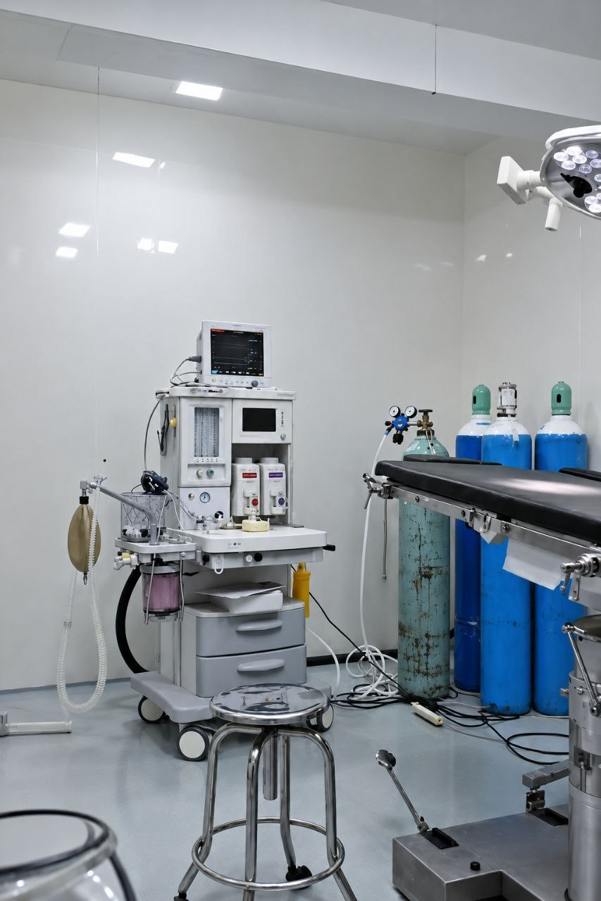 Hospital surgery team and equipment